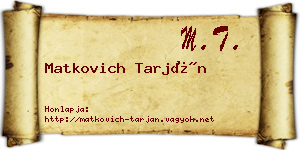 Matkovich Tarján névjegykártya